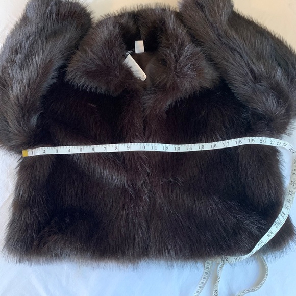 H&M Divided Faux Fur Jacket Coat Brown Black Size M NWT - Picture 9 of 11